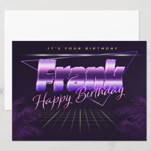 Frank prénom carte rétro lilas anniversaire
