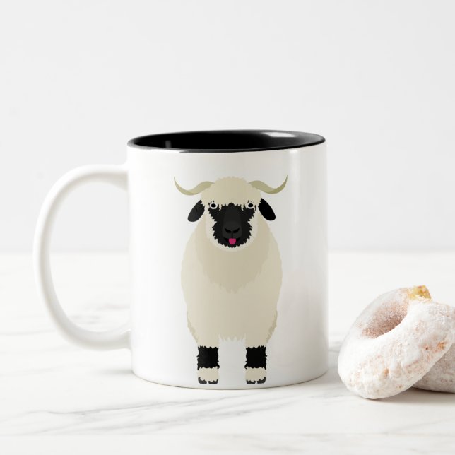 Frank Valais Noir Nose Mouton-Café Mug (Avec donut)