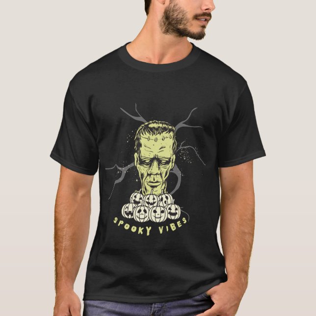 Frankenstein Éffrayant Vibes T-shirt Halloween (Devant)