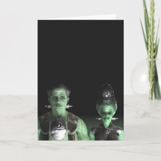Frankenstein et jeune mariée - carte de voeux de (Devant)
