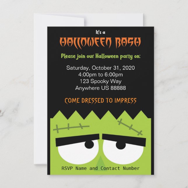 Frankenstein Halloween Party Invitation (Devant)