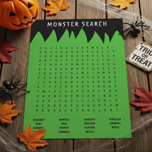 Frankenstein Monster Word Recherche Baby shower Je (Frankenstein Monster Word Search Baby Shower Game
)