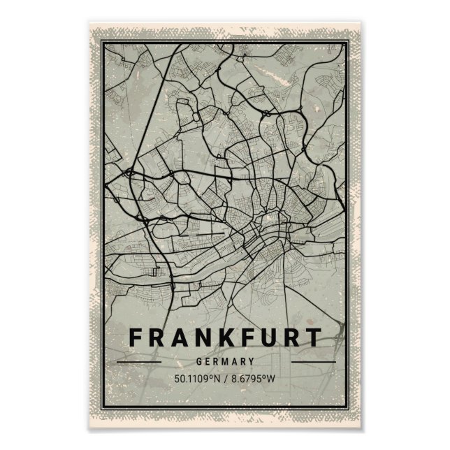 frankfurt germany map print poster canvas (Devant)