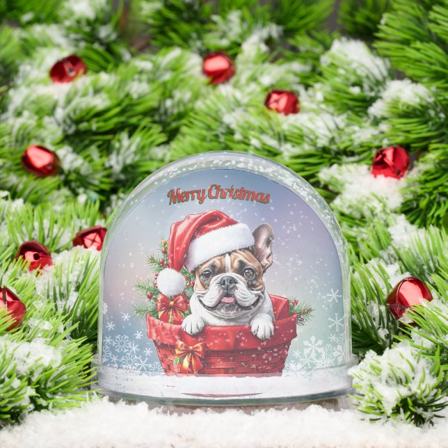 Französische Bulldogge im Korb Frohe Weihnachten (Noël)