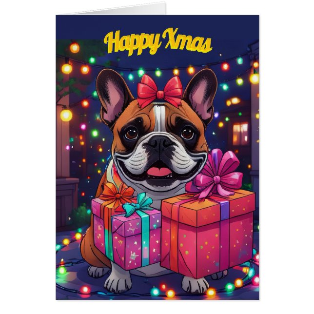 Französische Bulldogge Lichterkette Weihnachten (Devant)