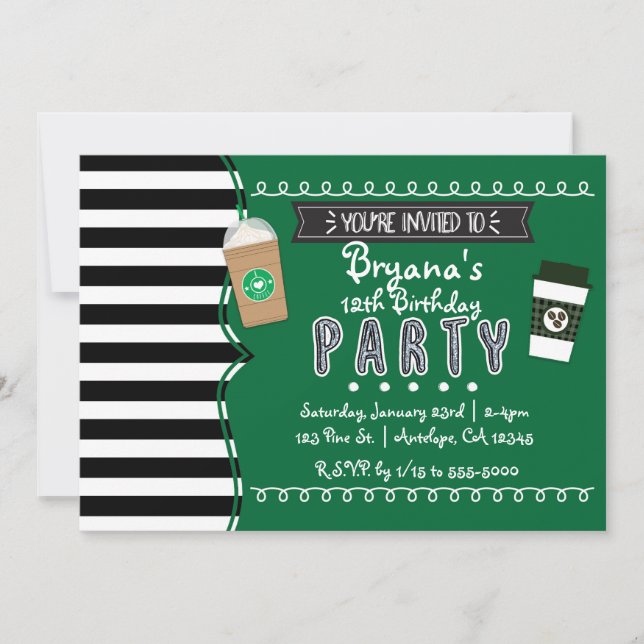 Frap Café Anniversaire Fête Ado Invitations (Devant)