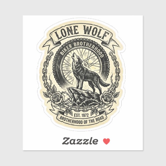 Fraternité de motards Lone Wolf Autocollant Vintag (Feuille)