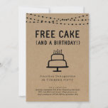 Free Cake Funny Anniversaire Fête Invitation<br><div class="desc">Free Cake (And a Birthday!) Drôle libellé d'invitation pour une fête d'anniversaire amusante. L'artisanat de gâteaux à plusieurs niveaux est dessiné à la main sur un arrière - plan kraft merveilleusement rustique. Les articles correspondants sont disponibles dans la collection 'Free Cake' de mon magasin.</div>