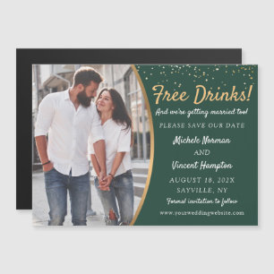 Free Dracks Green Gold Photo Save the Date Magnet