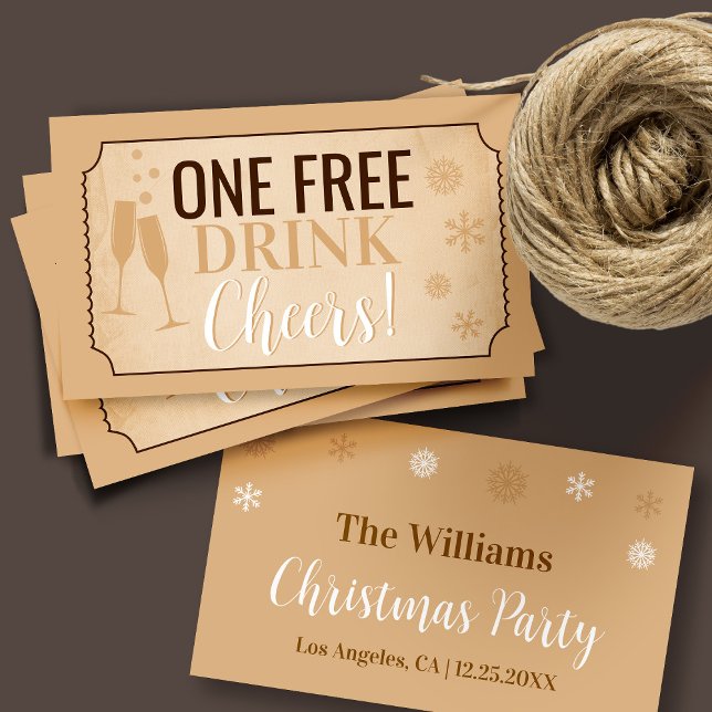 Free Drink Retro Winter Party Card or Ticket (Créateur téléchargé)