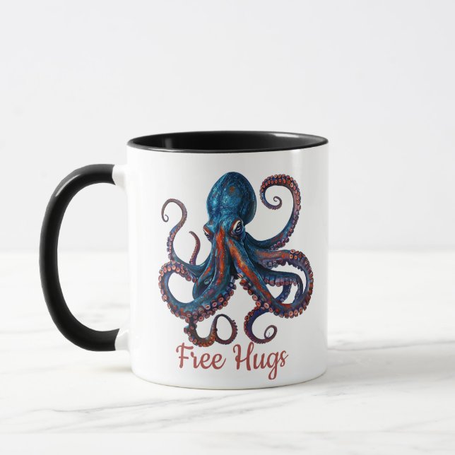 Free Hugs Octopus Mug - Funny Custom Coffee Cup (Gauche)