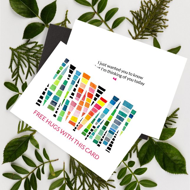 Free Hugs Penser à votre carte (Free Hugs with this Card Colorful Watercolor)