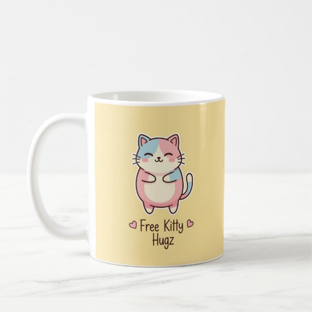 Free Kitty Hugz Cute Kawaii Cat Mug (Gauche)