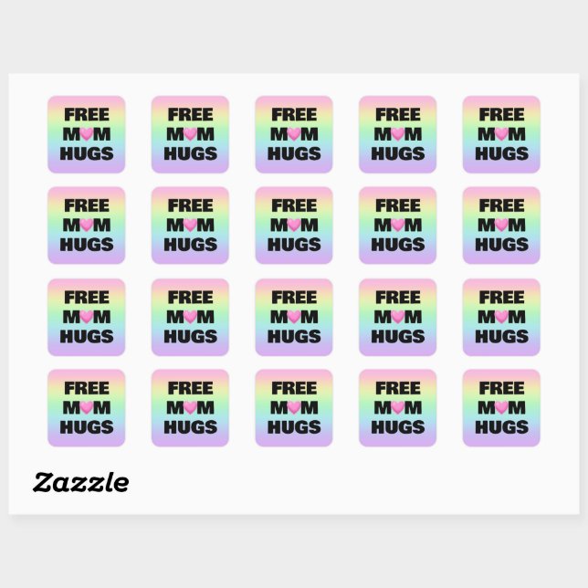 Free Mom Hugs Stickers Rainbow (Feuille)