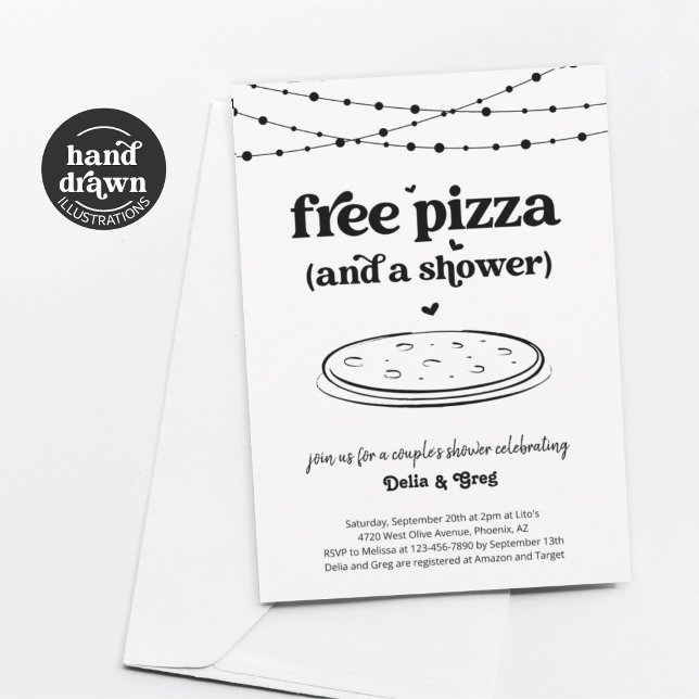 Free Pizza Funny Couple's Shower Invitation (Créateur téléchargé)