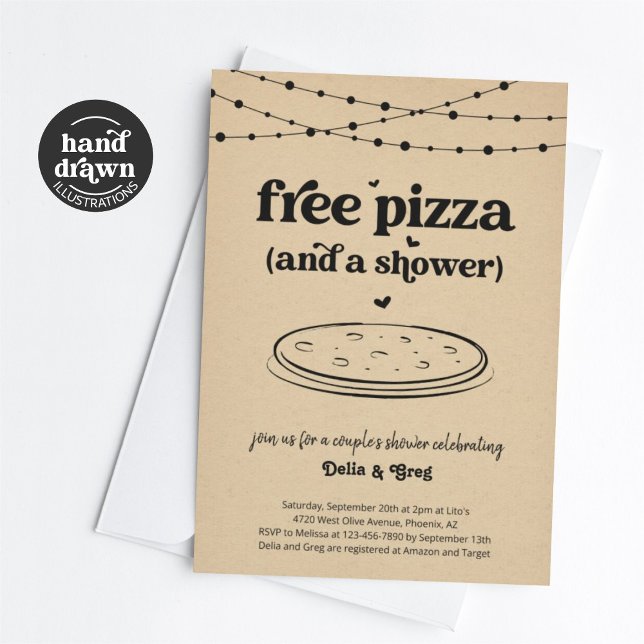 Free Pizza Funny Couple's Shower Invitation (Créateur téléchargé)