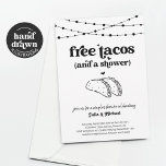 Free Tacos Funny Couple's Shower Invitation<br><div class="desc">Tacos gratuits (et douche). Utilisez-la pour une douche traditionnelle ou une douche pour couple de lits bébés. Quoi qu'il en soit, profitez d'une invitation wedding shower amusante qui met l'accent sur... tacos ! L'oeuvre est dessinée à la main. Coordonnées, Registre, cartes de remerciements, et d'autres articles sont disponibles dans la...</div>