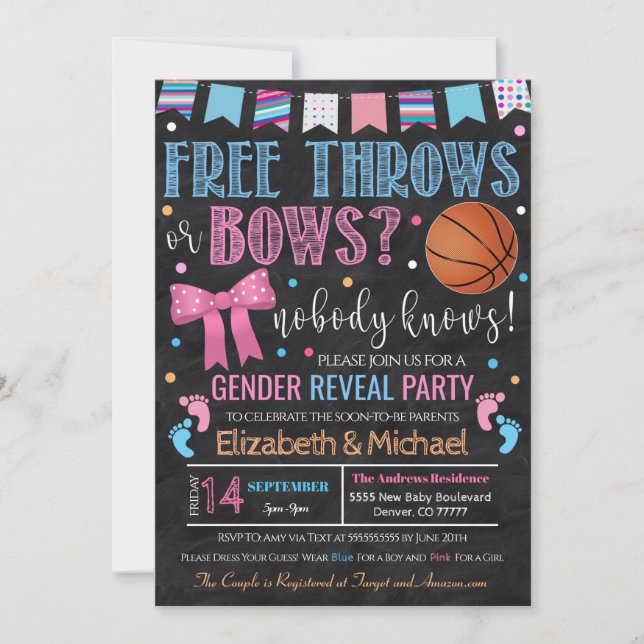 Free Throws or Bows Genre Reveillez Invitation (Devant)