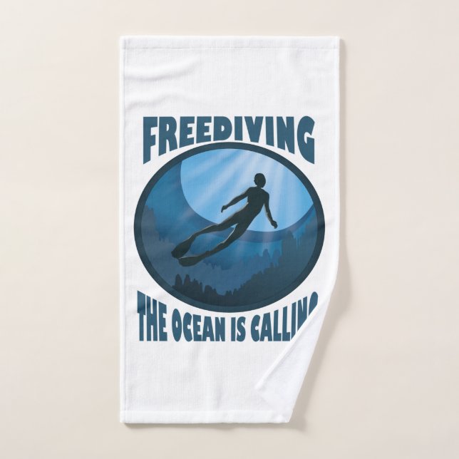 Freediving - L'Océan Appelle Le Plongeur Sous-Mari (Serviette à main)