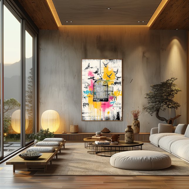 Freedom Birds - Graffiti Open Cage Urban Poster (Créateur téléchargé)