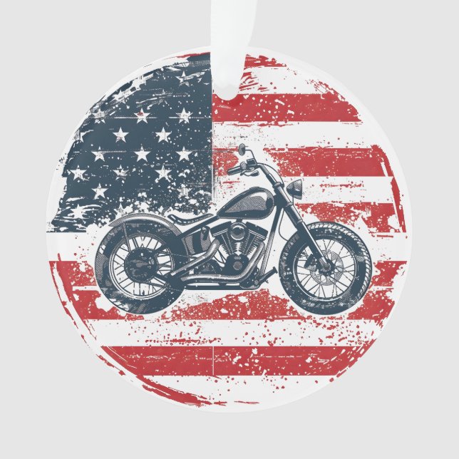 Freedom Ride : Moto rétro et drapeau américain (devant)