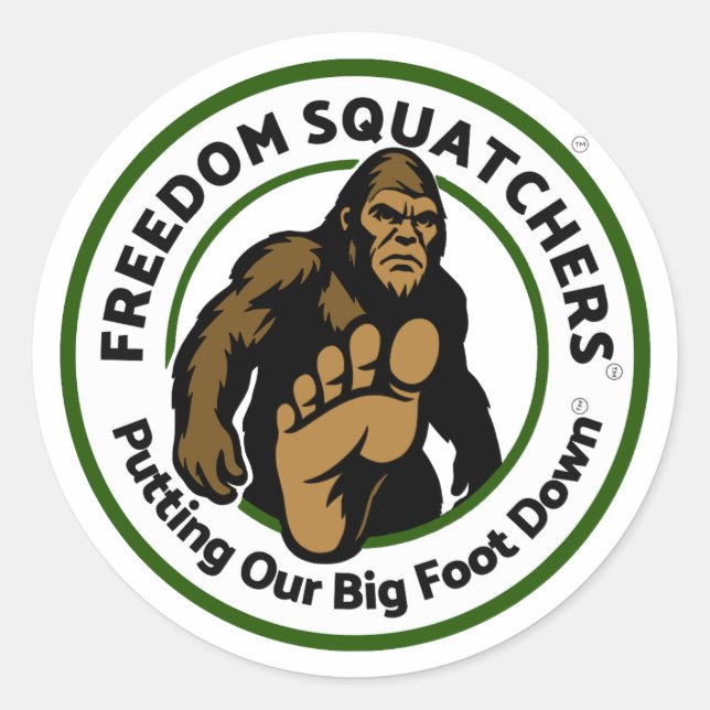 Freedom Squatchers "Big Foot Down" Round Sticker (Devant)