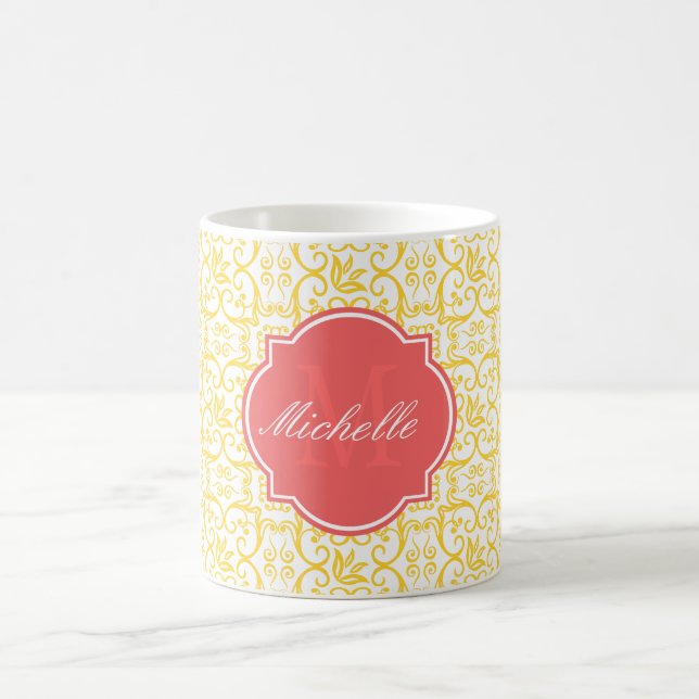 Freesia Damask Monogram Mug (Centre)