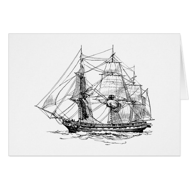 Frégate vintage en mer, (Devant horizontal)