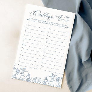 French Blue Chinoiserie Floral Douche A-Z Jeu