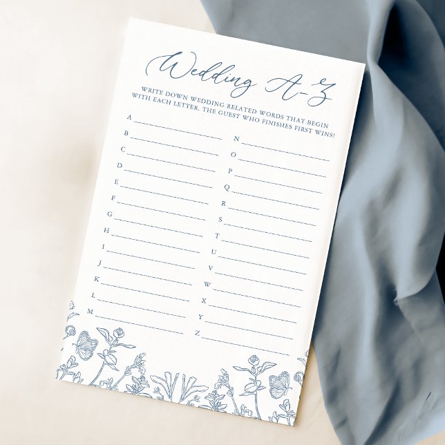 French Blue Chinoiserie Floral Douche A-Z Jeu (Créateur téléchargé)