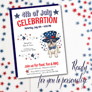French Bulldog 4 juillet Party BBQ Invitation