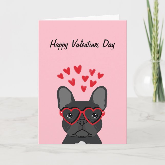 French Bulldog - carte des valentines noires heure (Devant)