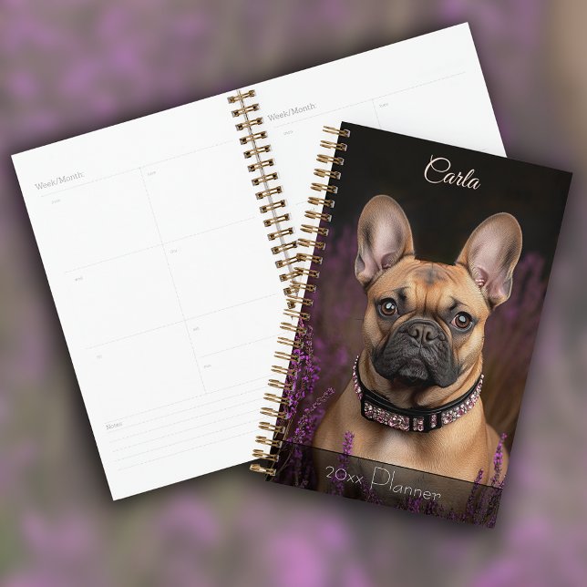 French Bulldog Frenchie Portrait Personnalisé (French Bulldog Frenchie Portrait Personalized Planner)