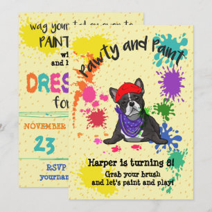 French Bulldog Fun Art Anniversaire Invitation