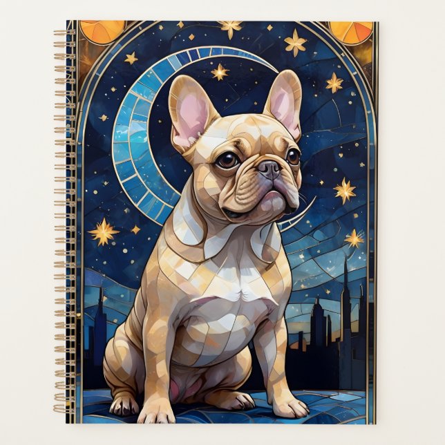 French Bulldog Pastel Vitrail Night Sky Moon (Devant)