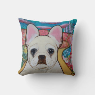 French Bulldog rue en brique jaune lancer oreiller