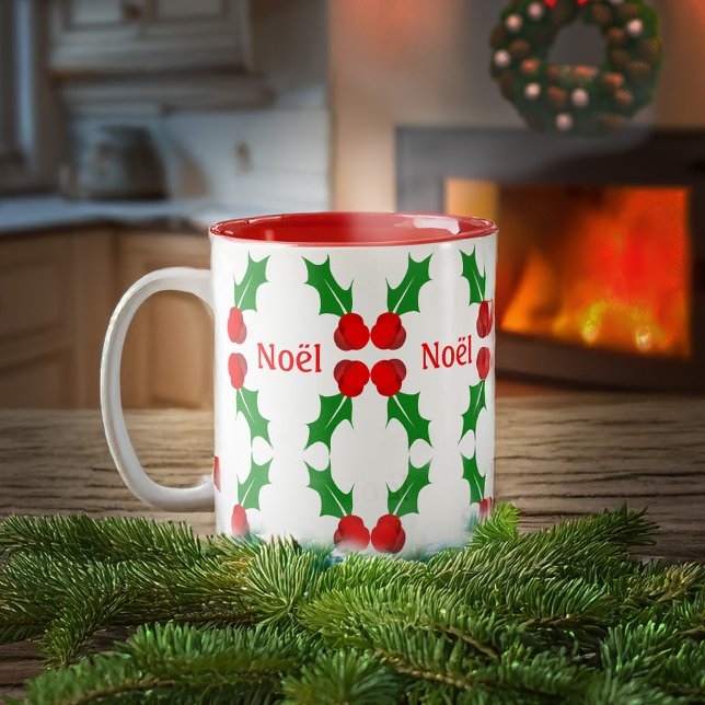 French Christmas Holly Mug à deux tons (Créateur téléchargé)