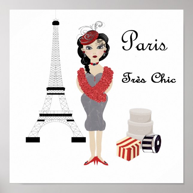 French Fashion Theme Modern Poster Print (Devant)