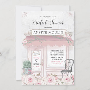 French Floral Paris Café Invitation de douche nupt