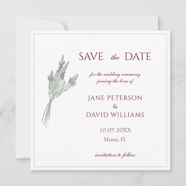 French lavender Enregistrer la date Invitation (Devant)