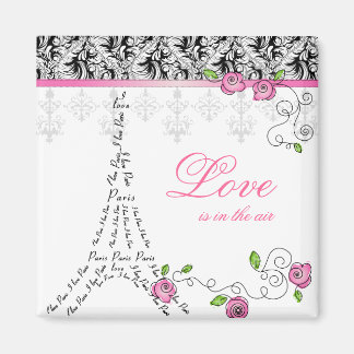 French Paris Love Magnet Rose