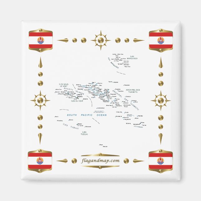 French Polynesia Map + Flags Magnet (Devant)