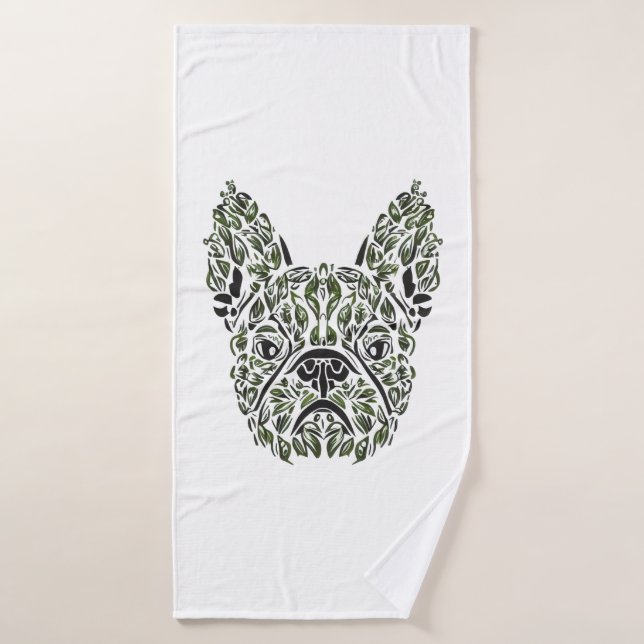 French Puppy Art (Serviette de bain)