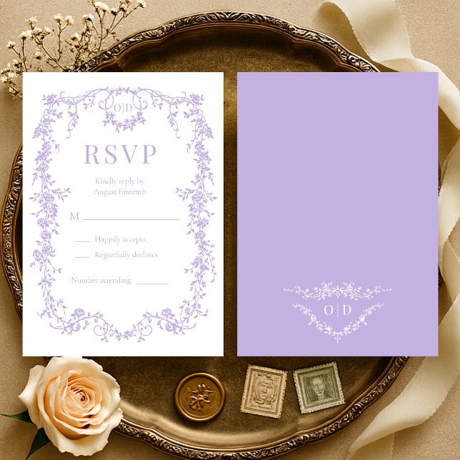 French Victorian Purple Lilac Wedding RSVP  (Créateur téléchargé)