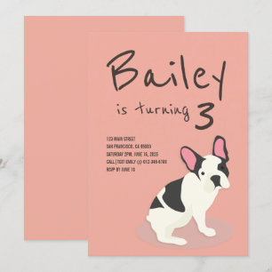 Frenchie Bulldog Chien chiot Invitation d'annivers