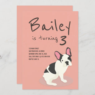 Frenchie Bulldog Puppy Dog Invitation d'anniversai