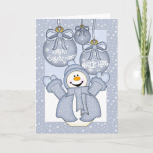 frère, carte de Noël heureuse de bonhomme de neige