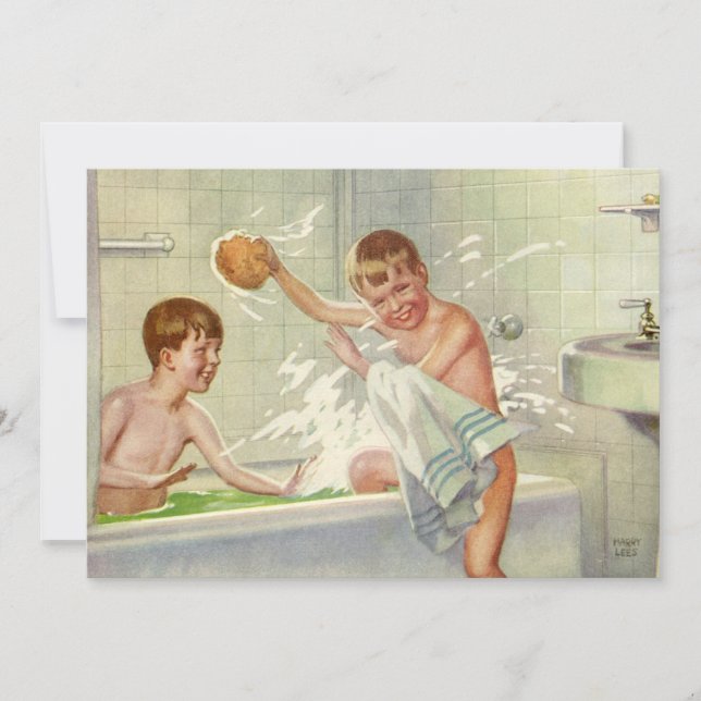 Frères vintage, enfants, garçons s'ébattant dans l (Devant)
