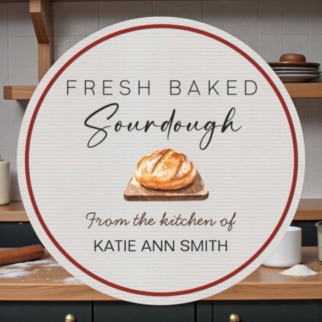 Fresh Baked Sourdough Bakery Label Stickers  (Fresh baked sourdough labels from the kitchen of)