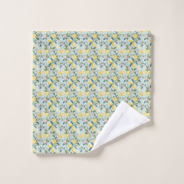 Fresh Lemon Floral Botanical Pattern  (Gant de toilette)